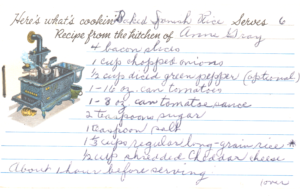 Recipe Card handwritten by Anne Gray